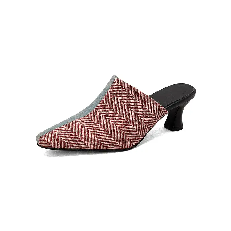 Women's Bicolor Pointed Toe Spool Heel Slides