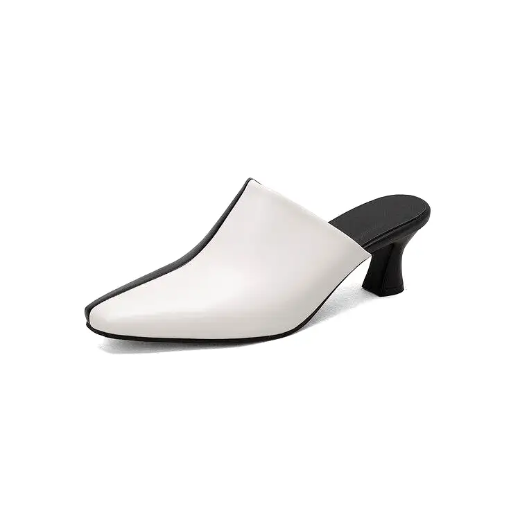 Women's Bicolor Pointed Toe Spool Heel Slides