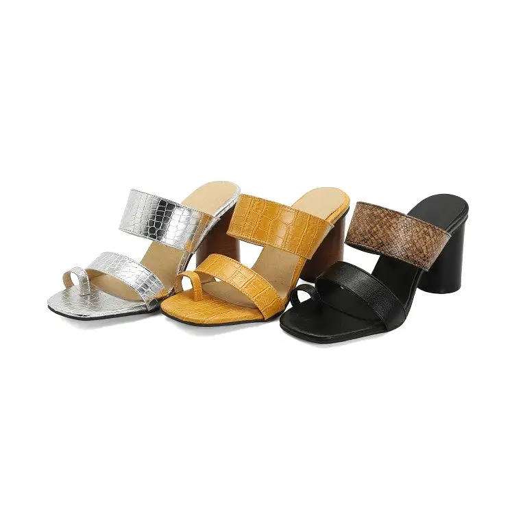 Women's Block Chunky Heel Slides Sandals