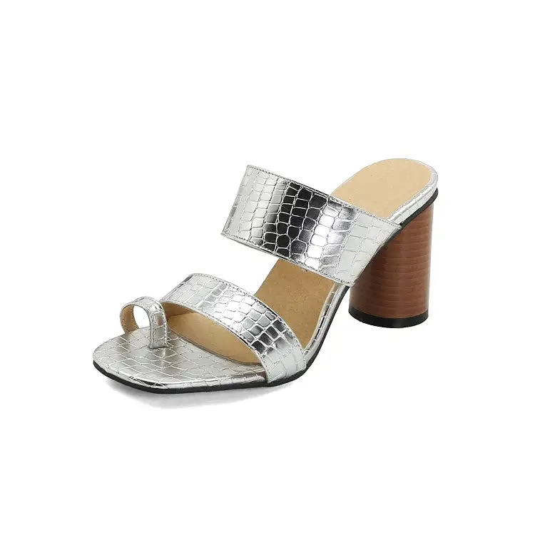 Women's Block Chunky Heel Slides Sandals