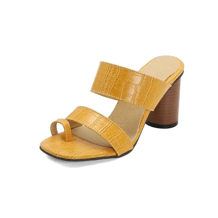 Women's Block Chunky Heel Slides Sandals