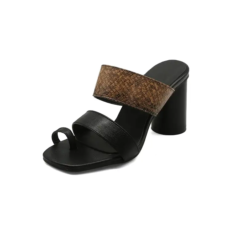 Women's Block Chunky Heel Slides Sandals