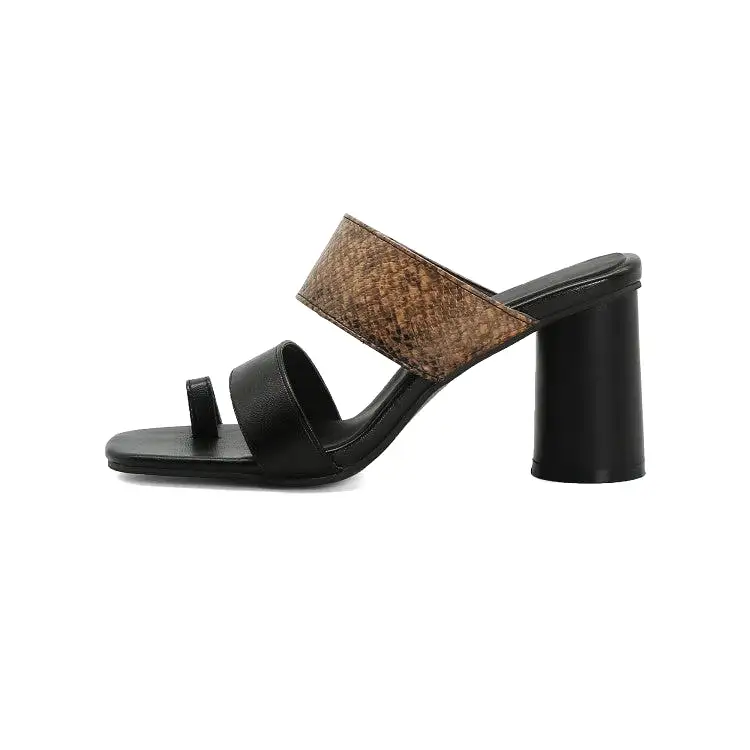 Women's Block Chunky Heel Slides Sandals