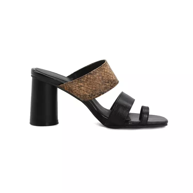 Women's Block Chunky Heel Slides Sandals