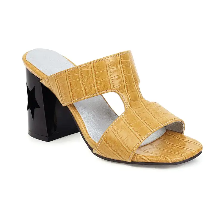 Women's Open Toe Block Chunky Heel Slides Sandals