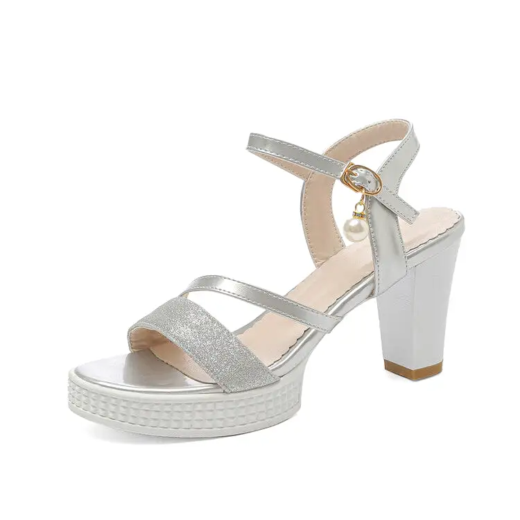 Women's Peep Toe Hollow Out Buckle High Heel Platform Sandals