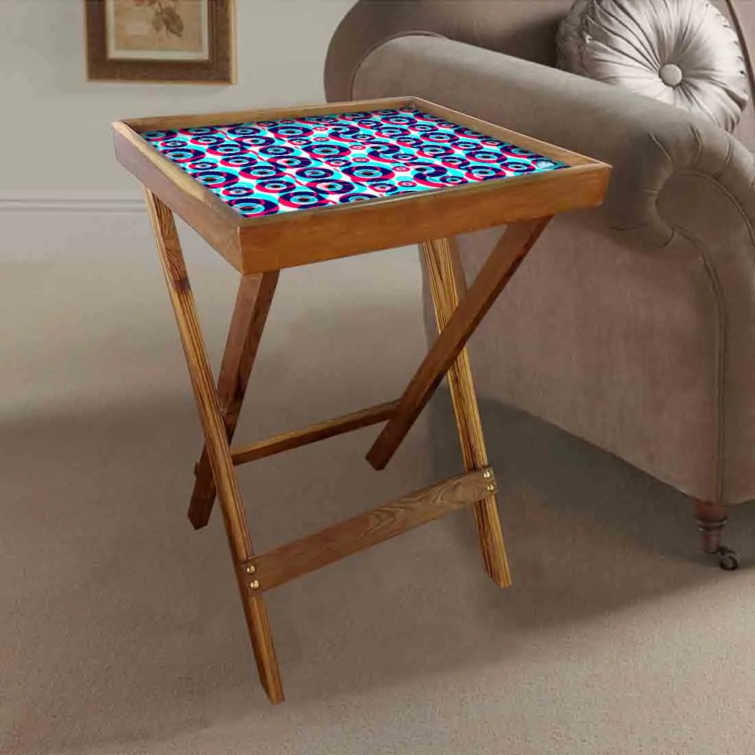 Wooden TV Tables for Eating Breakfast Serving Table - Evil Eye Protector