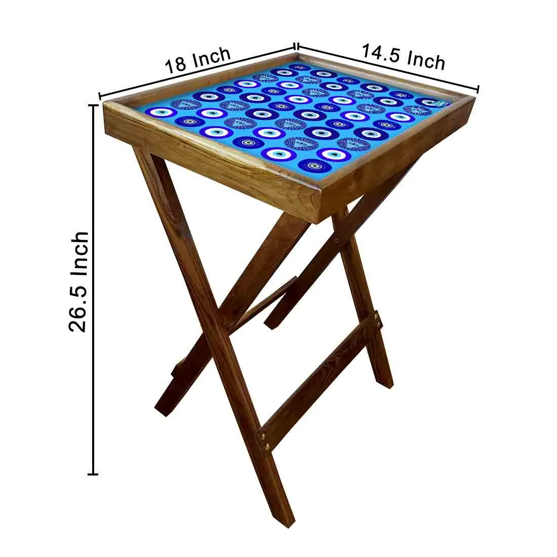 Wooden TV Tables for Eating Breakfast Serving Table - Evil Eye Protector