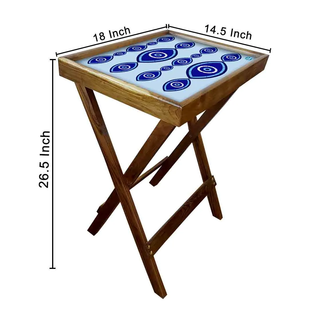 Wooden TV Tables for Eating Breakfast Serving Table - Evil Eye Protector